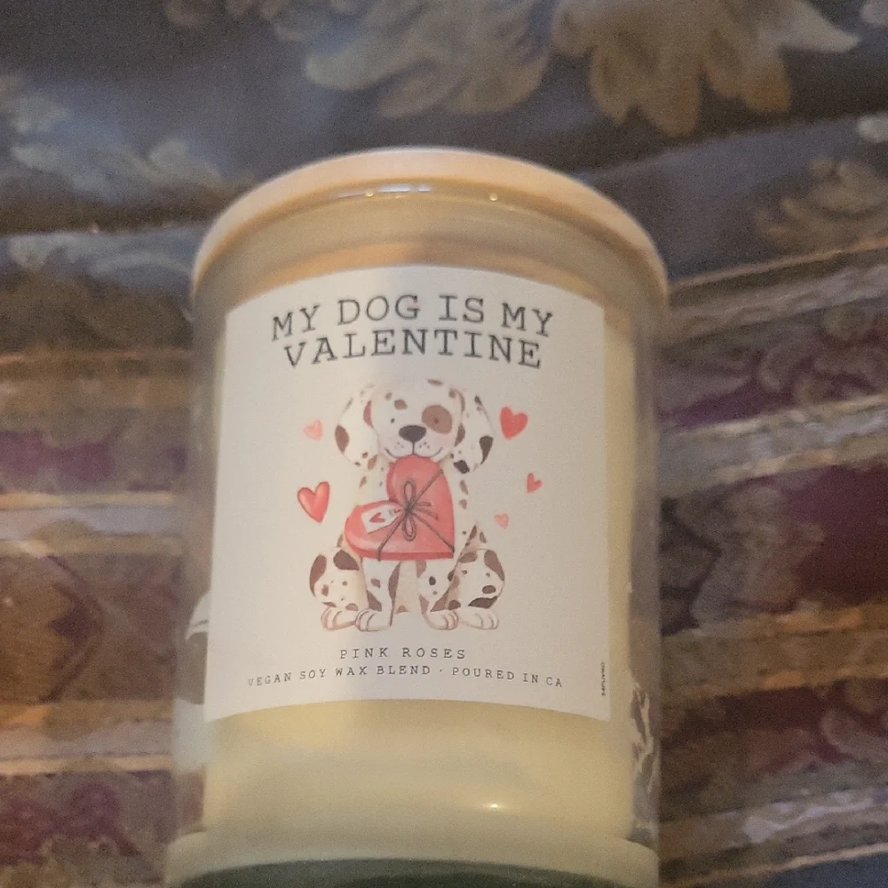 Pink Roses Candle - My Dog is My Valentine